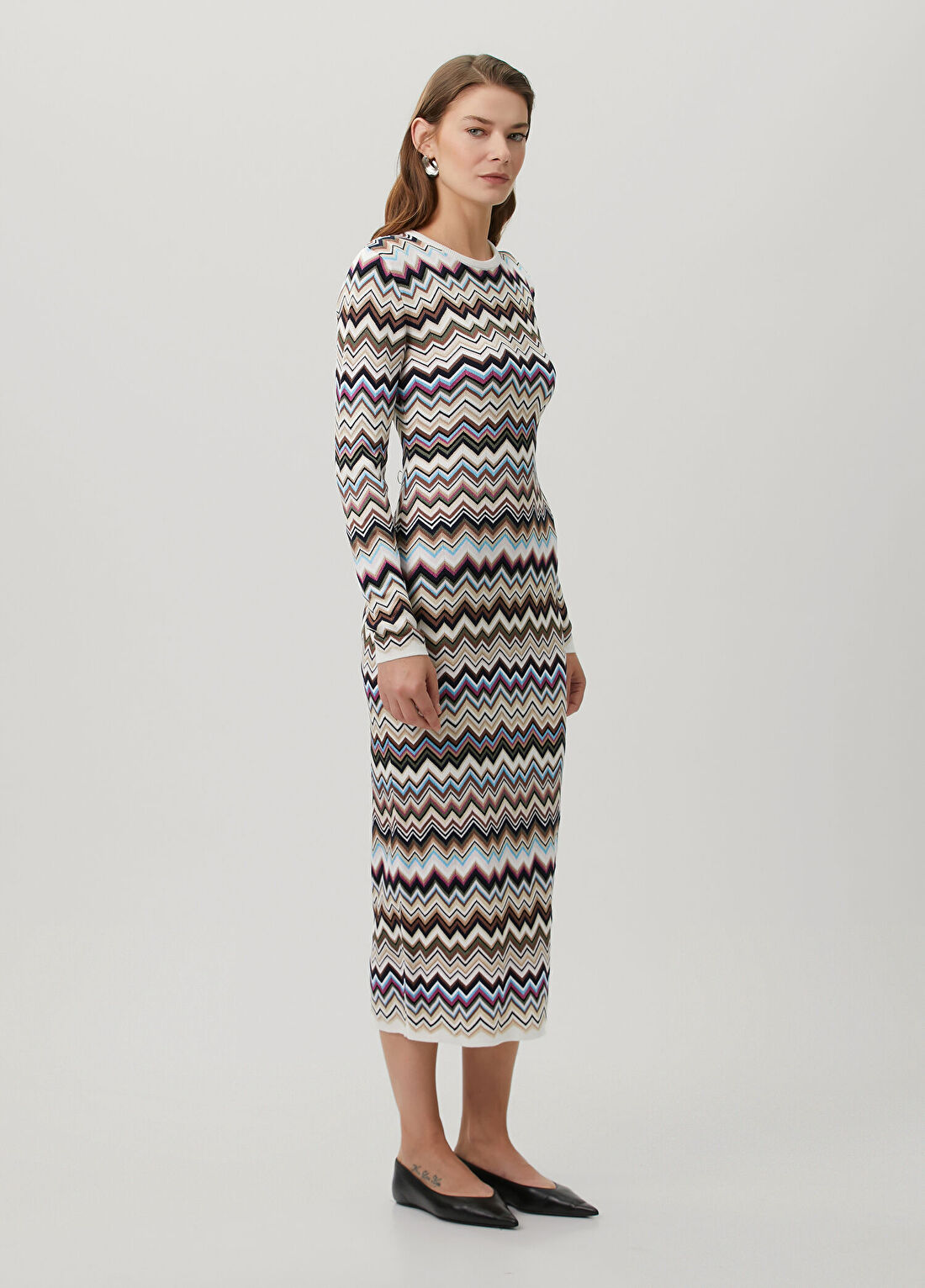 Missoni Zikzak Desenli Midi Elbise görsel 3