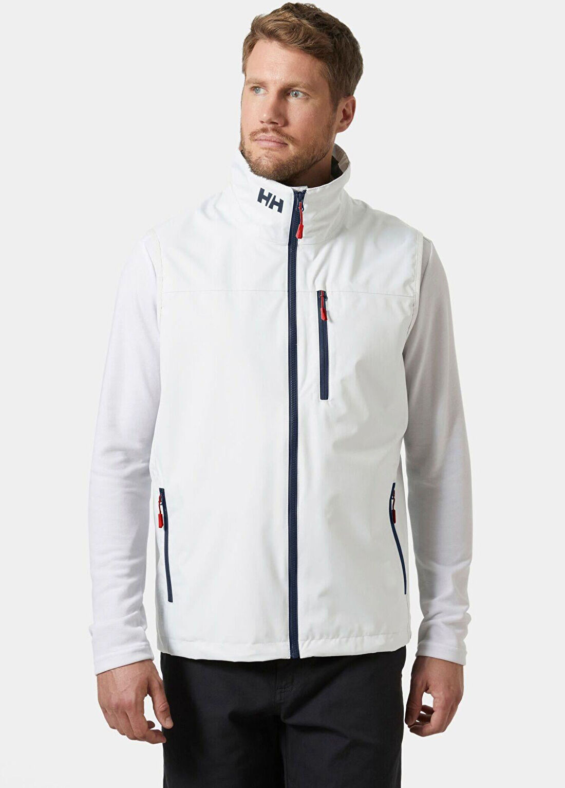 Helly Hansen Crew 2.0 White Dik Yaka Erkek Spor Yelek görsel 2