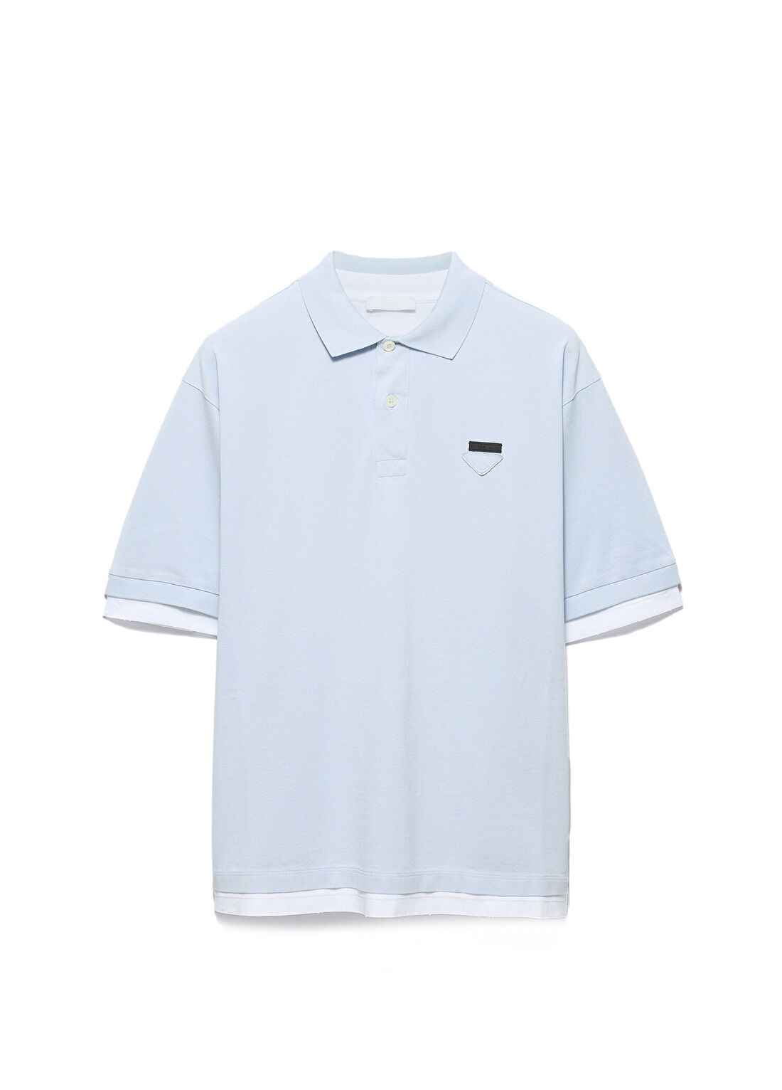 Prada Açık Mavi Pamuklu Polo Yaka Kısa Kollu Erkek T-shirt