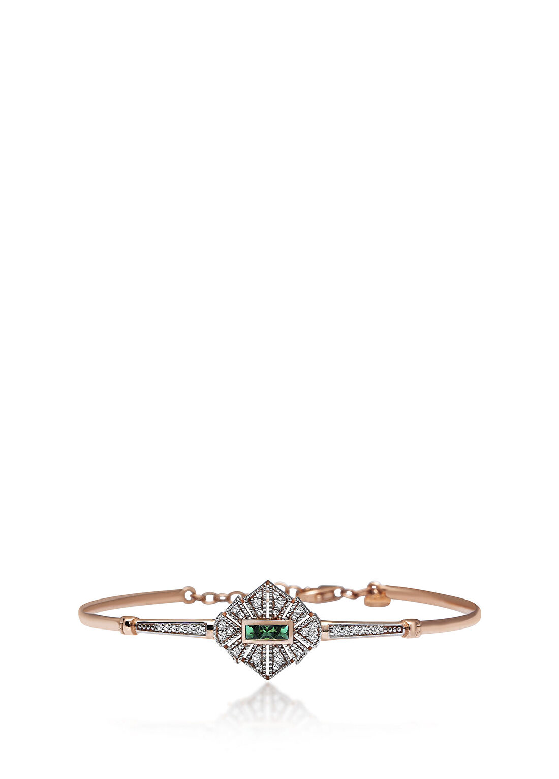 Reis Kuyumculuk Gotham Green Bracelet Pırlanta ve Zümrüt Taşlı 14 Ayar Altın Kadın Bilezik görsel 2