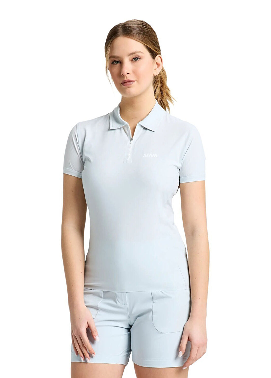 Slam Od Ws Tech Açık Mavi Polo Yaka Kısa Kollu Kadın Spor T-Shirt