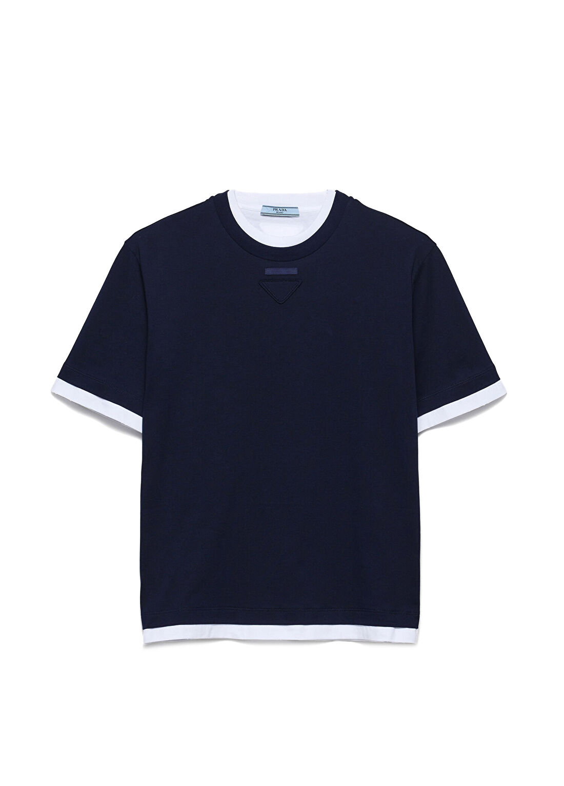 Prada Mavi Pamuklu Jarse Kısa Kollu Kadın T-shirt