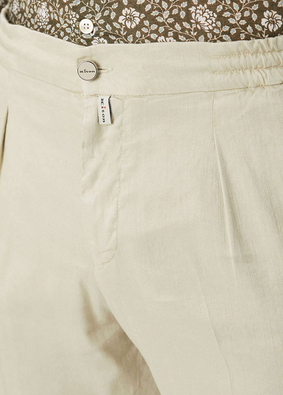 Kiton Bej Keten Pantolon görsel 4