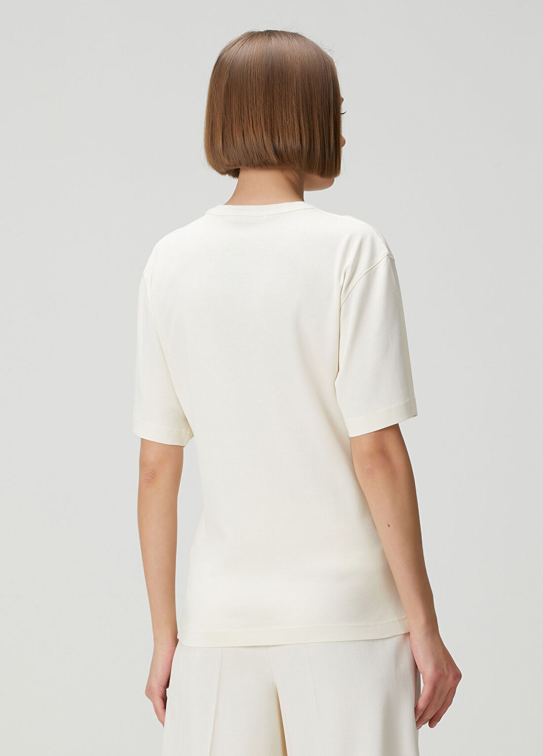 Lemaire Krem T-shirt görsel 4