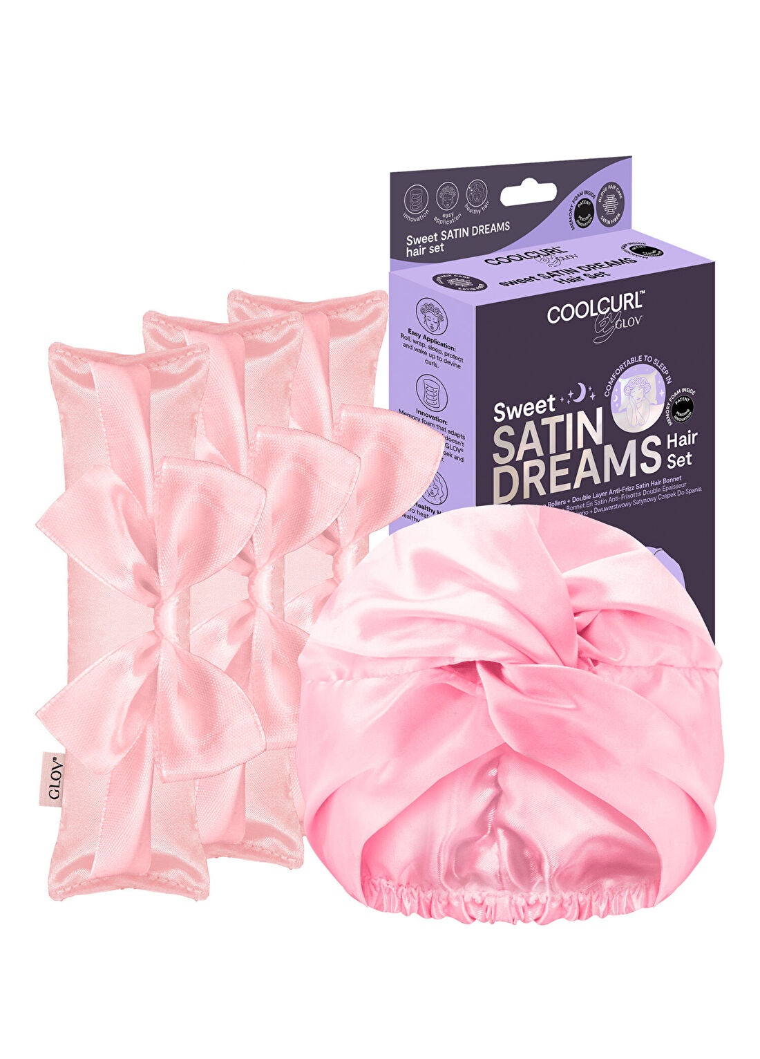 Glov Coolcurl Sweet Dreams Satin Set Pink