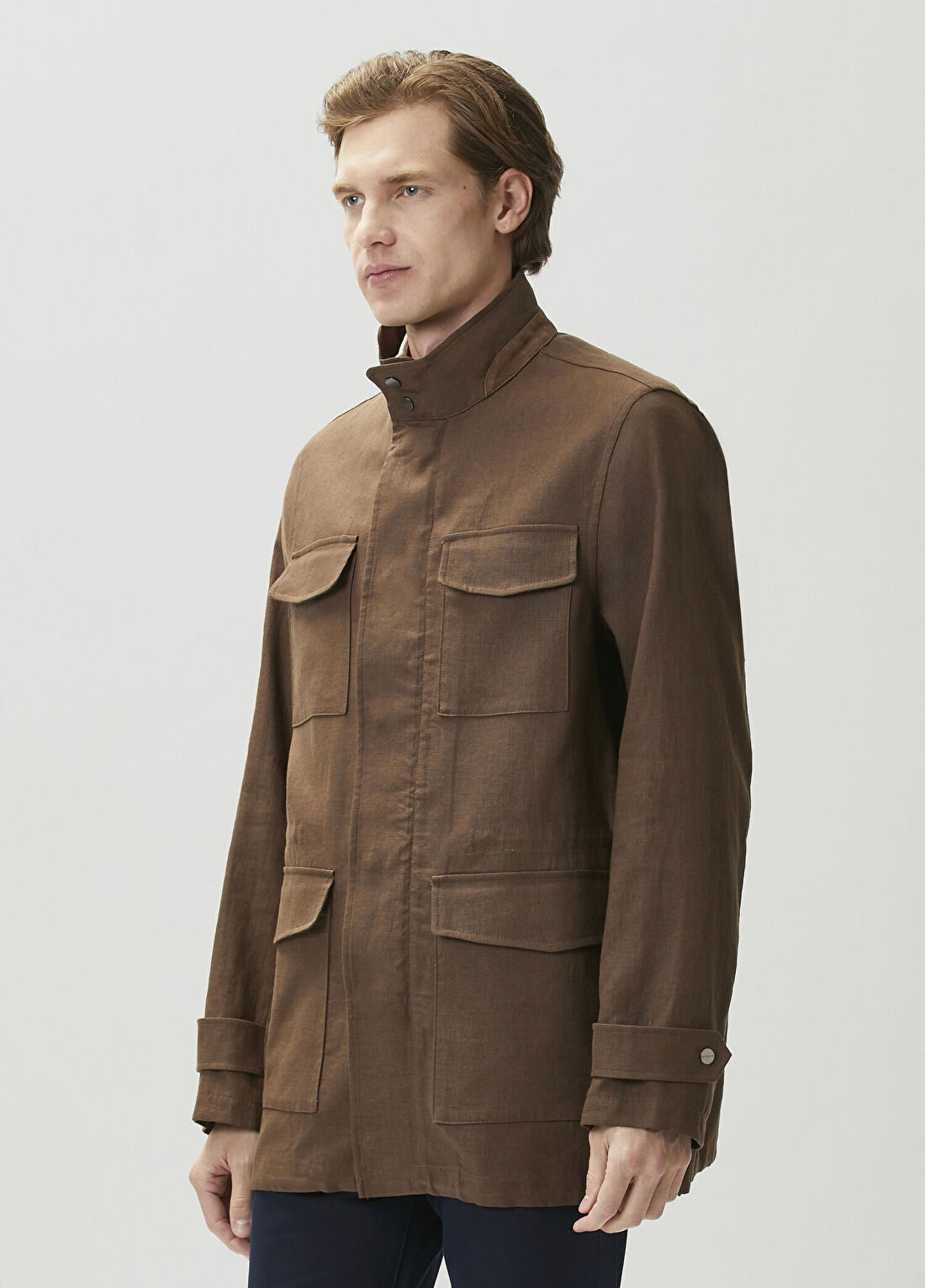 Kiton Kahverengi Keten Kaban görsel 3