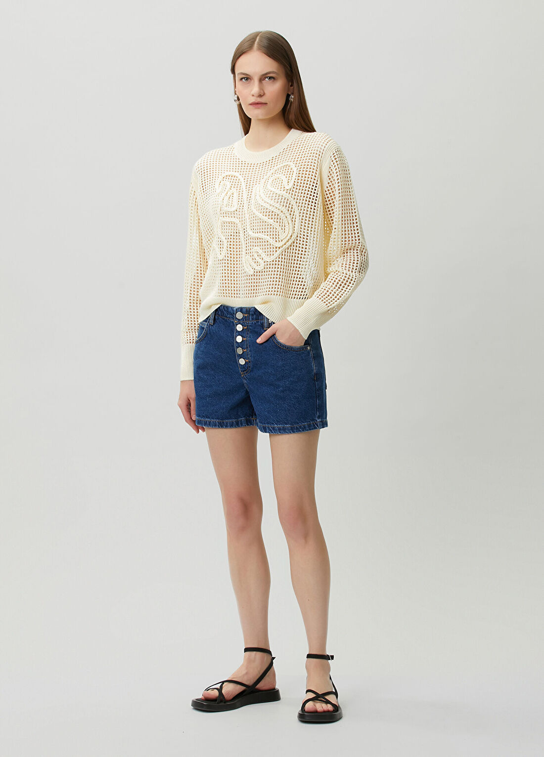 AllSaints Tay Koyu Mavi Denim Şort