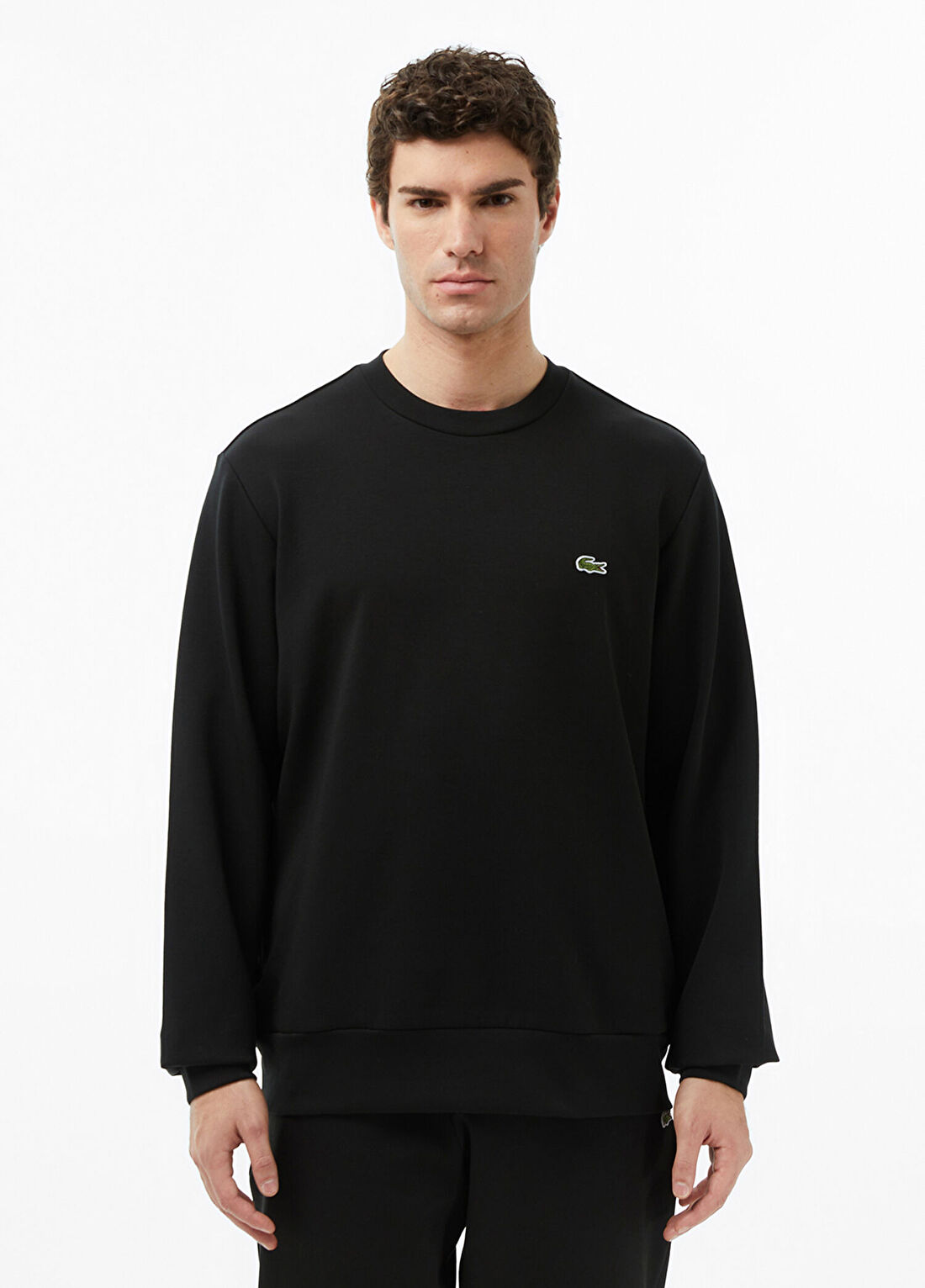 Lacoste Siyah Classic Fit Bisiklet Yaka Uzun Kollu Erkek Sweatshirt