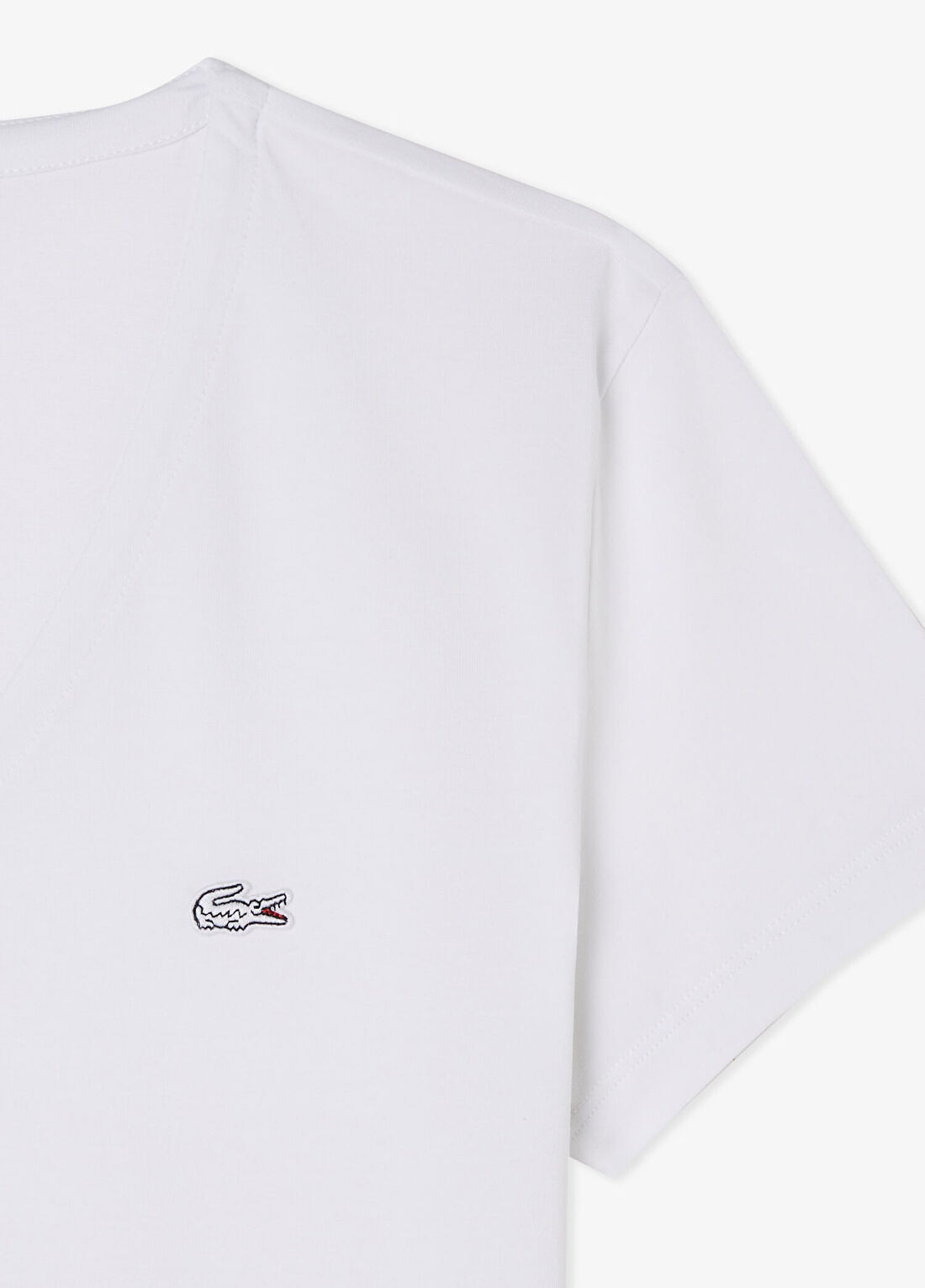 Lacoste Beyaz V Yaka Slim Fit Kısa Kollu Kadın T-Shirt görsel 4