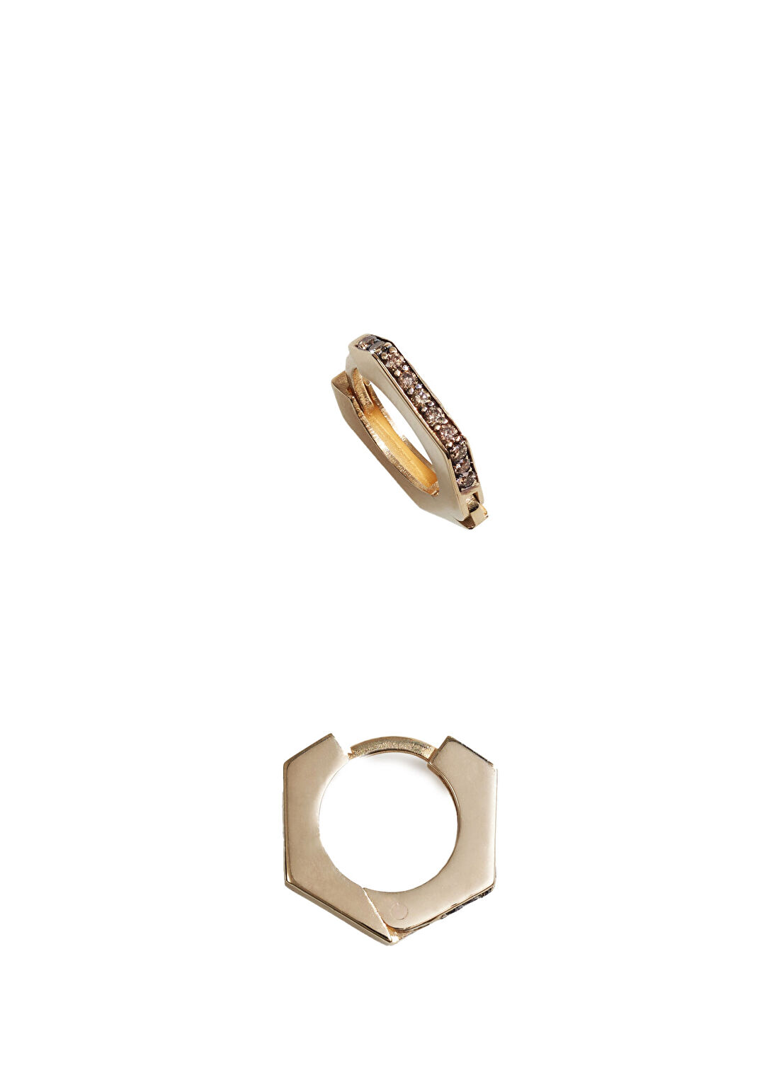 Projebir #4 Nut Cognac Diamonds Kadın Altın Küpe