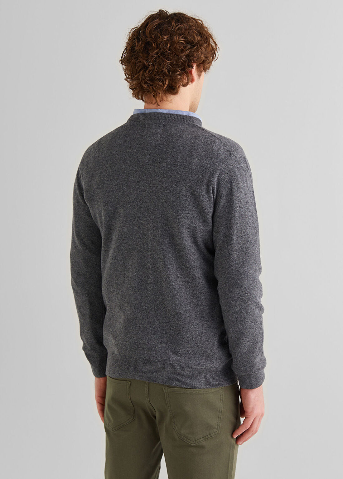Gant Gri Yuvarlak Yaka Regular Fit Erkek Kazak görsel 2