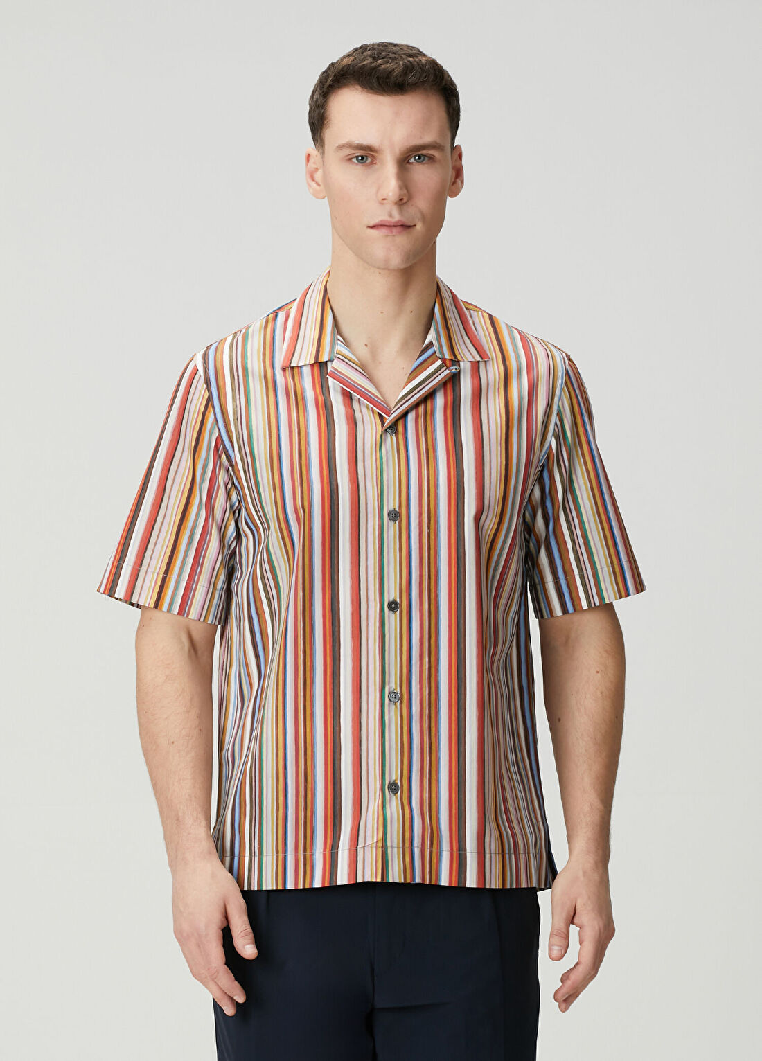 Paul Smith Çok Renkli Çizgi Desenli Kısa Kollu Gömlek