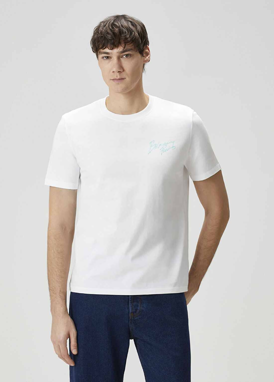 Balmain Beyaz Logolu T-shirt