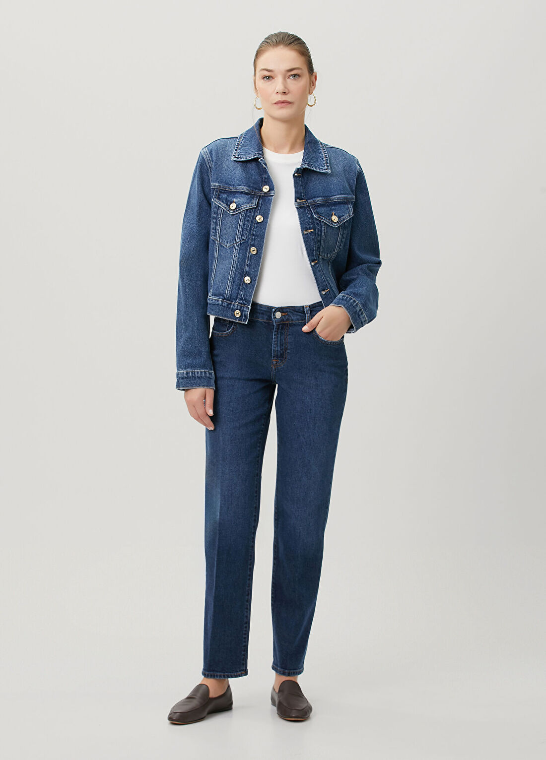 7 For All Mankind Lacivert Straight Leg Jean Pantolon