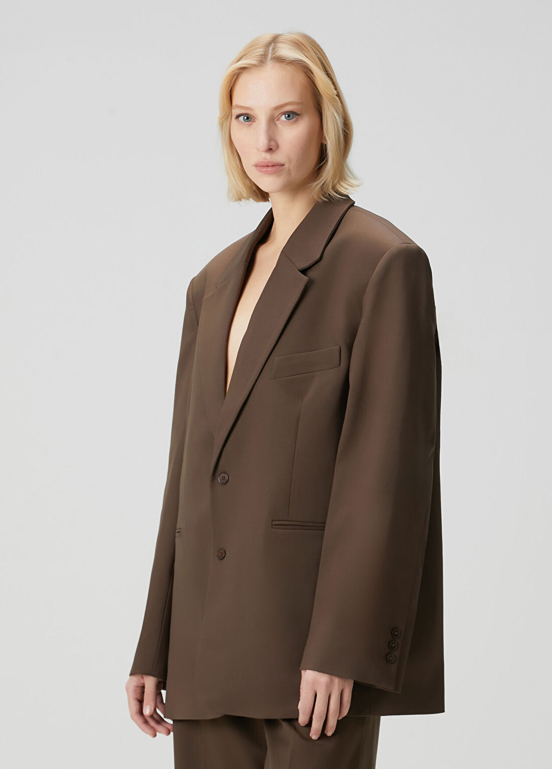 The Frankie Shop Kahverengi Kruvaze Blazer görsel 3