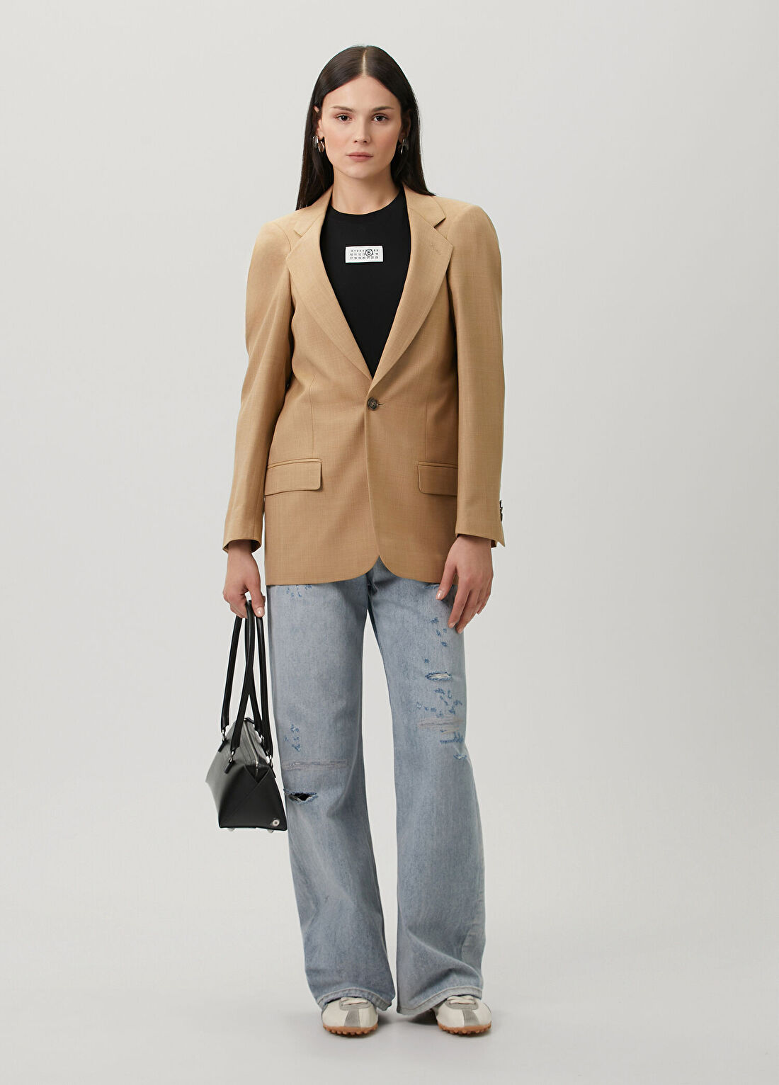 MM6 Maison Margiela Camel Keten Pantolon görsel 2
