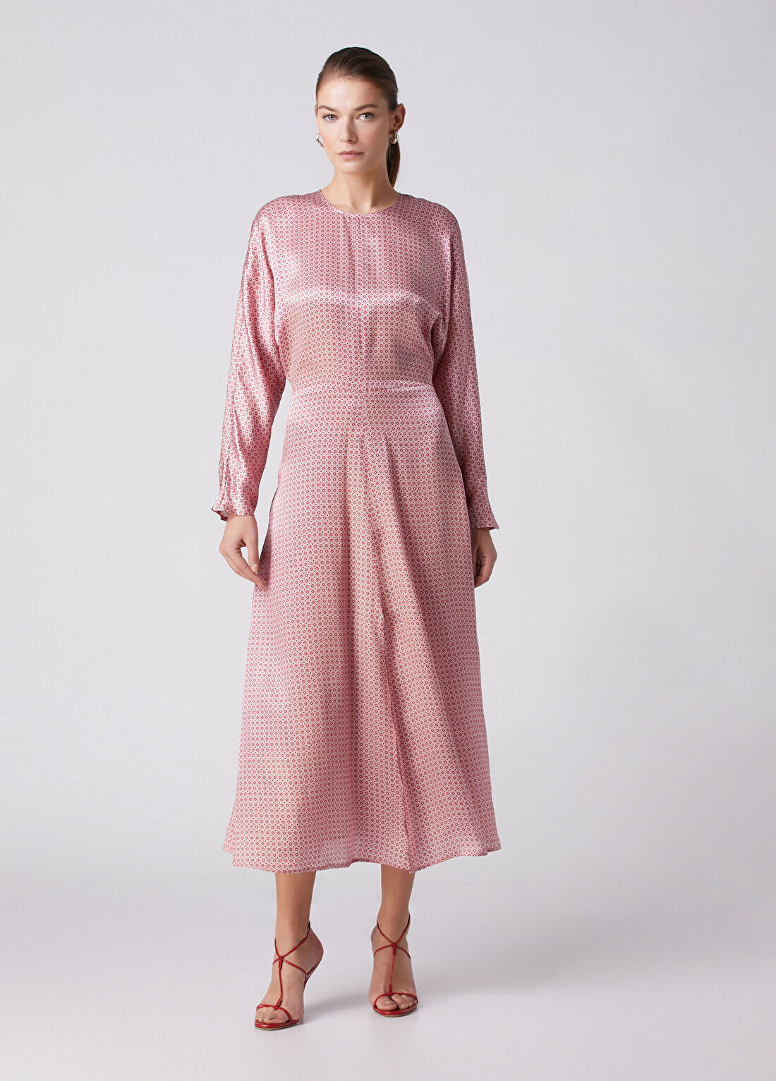 Beymen Collection Pembe Desenli Midi İpek Elbise görsel 4