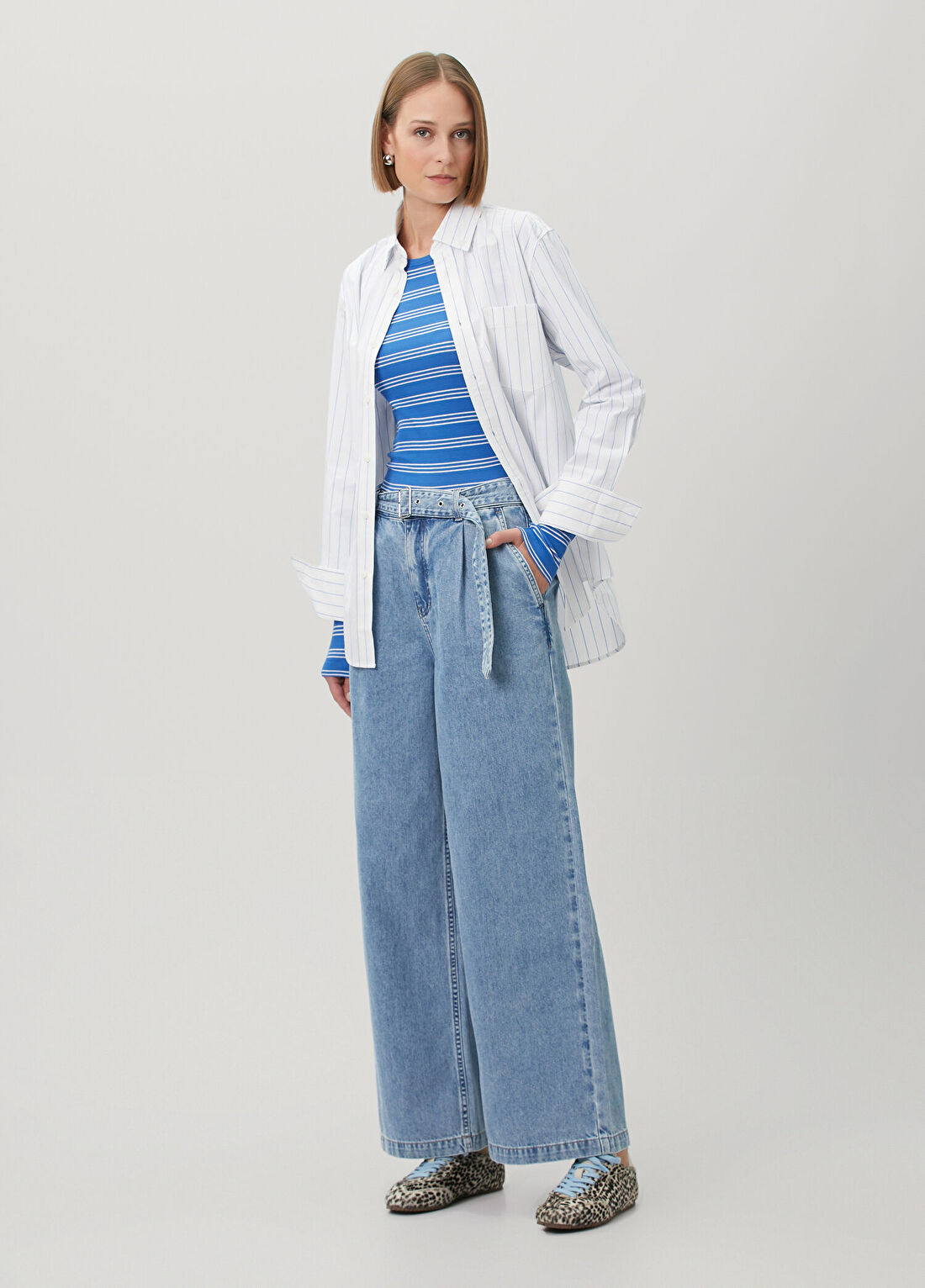 Mithridate Mavi Wide Leg Jean Pantolon
