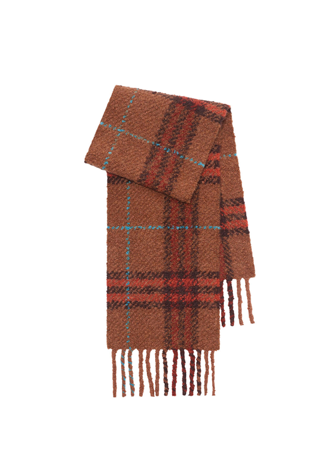 Burberry Check Boucle Turuncu Alpaka Yün Kadın Atkı