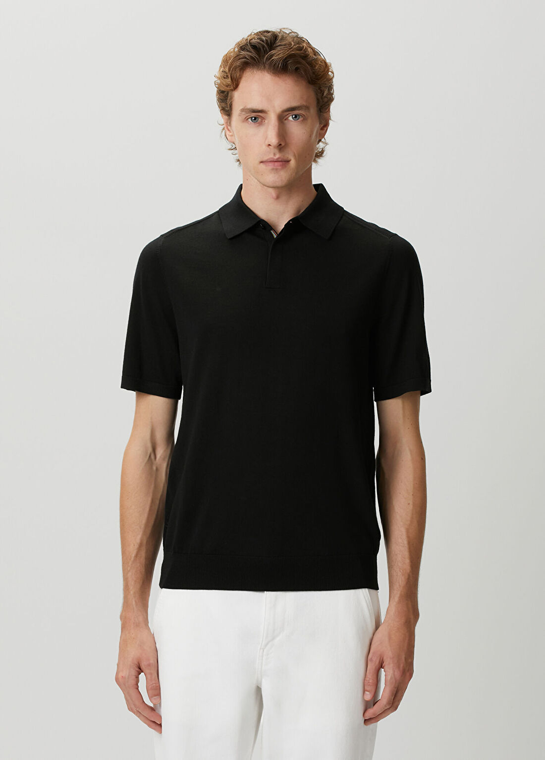 Paul Smith Siyah Polo Yaka Kısa Kollu Merino Triko