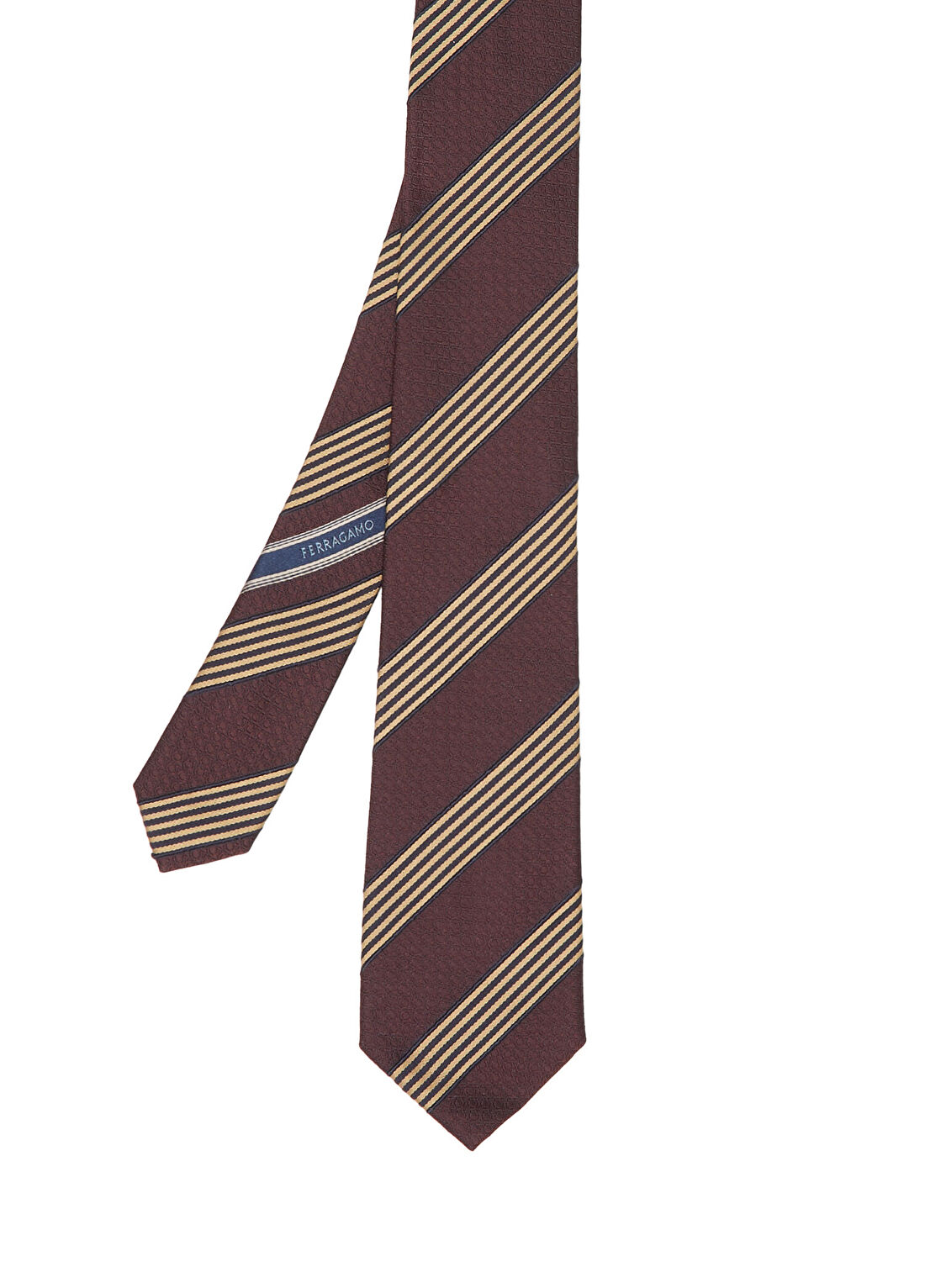 Ferragamo Bordo Bej İpek Kravat