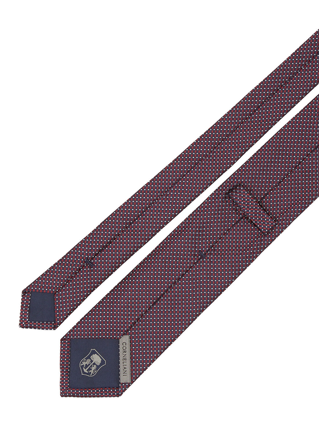 Corneliani Bordo Geometrik Desenli İpek Kravat görsel 2