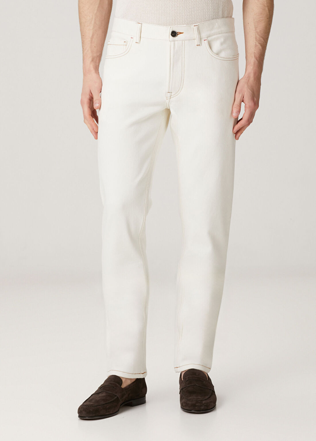 Isaia Beyaz Jean Pantolon görsel 2
