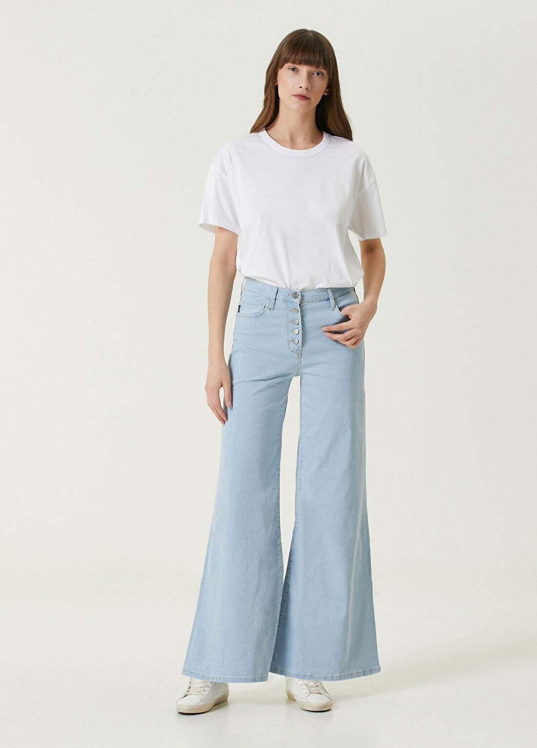 Dare London Pop Açık Mavi Bol Paça Kadın Jean Pantolon