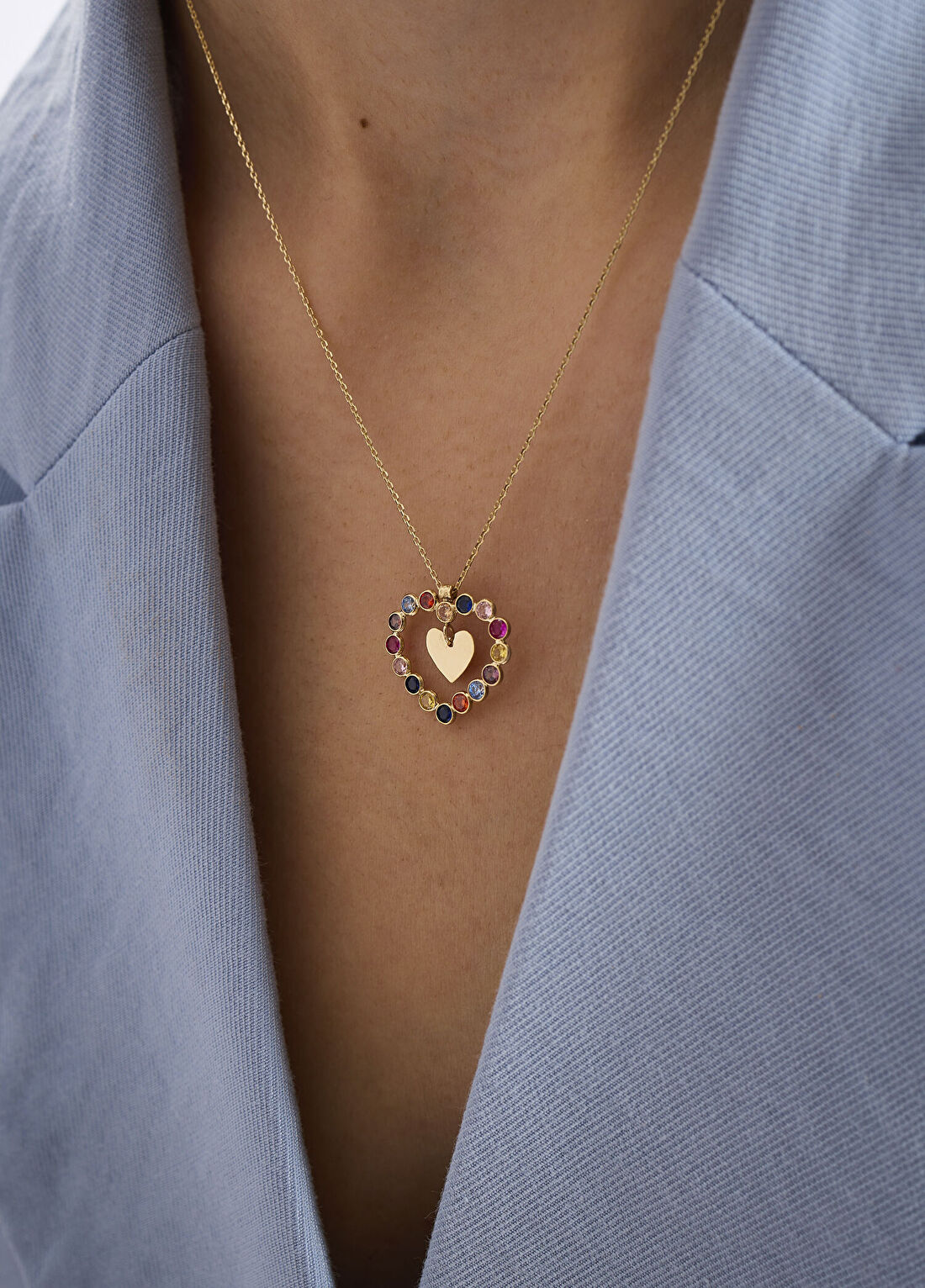 Orena Jewelry Bouquet Heart 14 Ayar Altın Kadın Kolye görsel 3