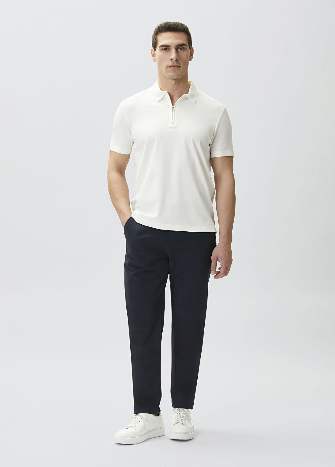 Network Lacivert Diyagonal Desenli Casual Pantolon