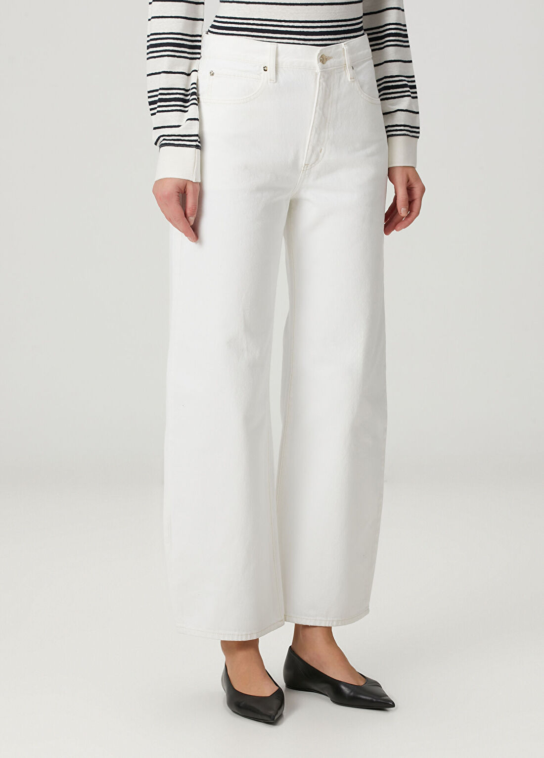 Frame Denim The Bow Beyaz Jean Pantolon görsel 3