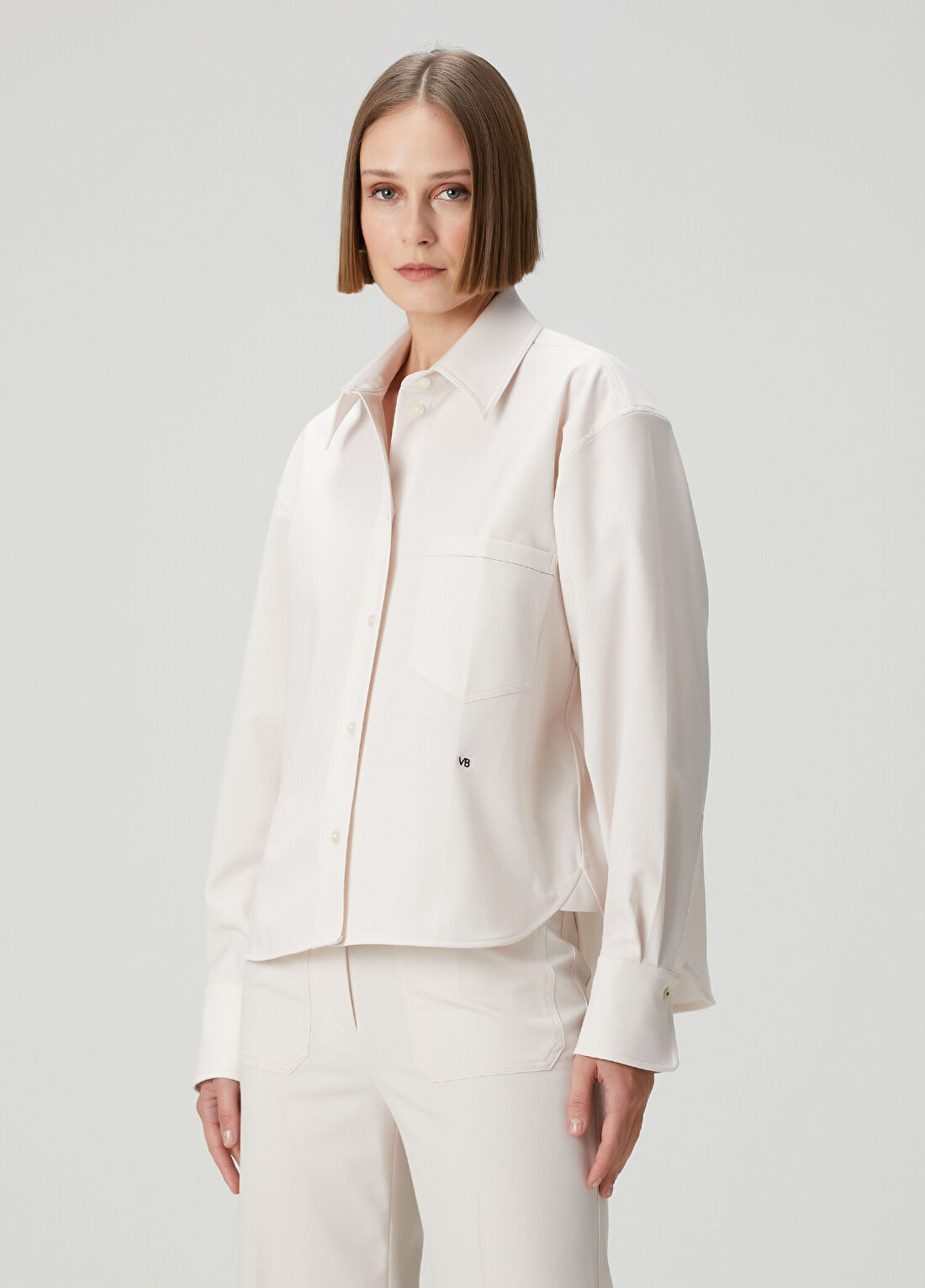 Victoria Beckham Krem Gömlek görsel 3