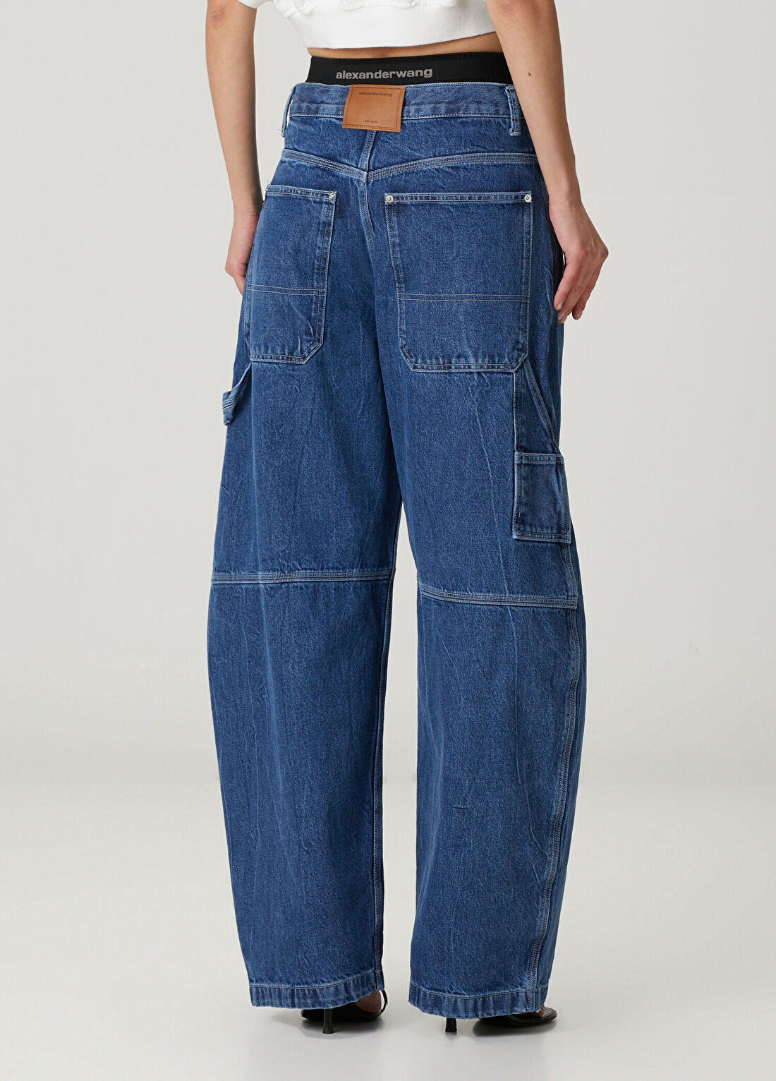 T by Alexander Wang Oversized Mavi Jean Pantolon görsel 4