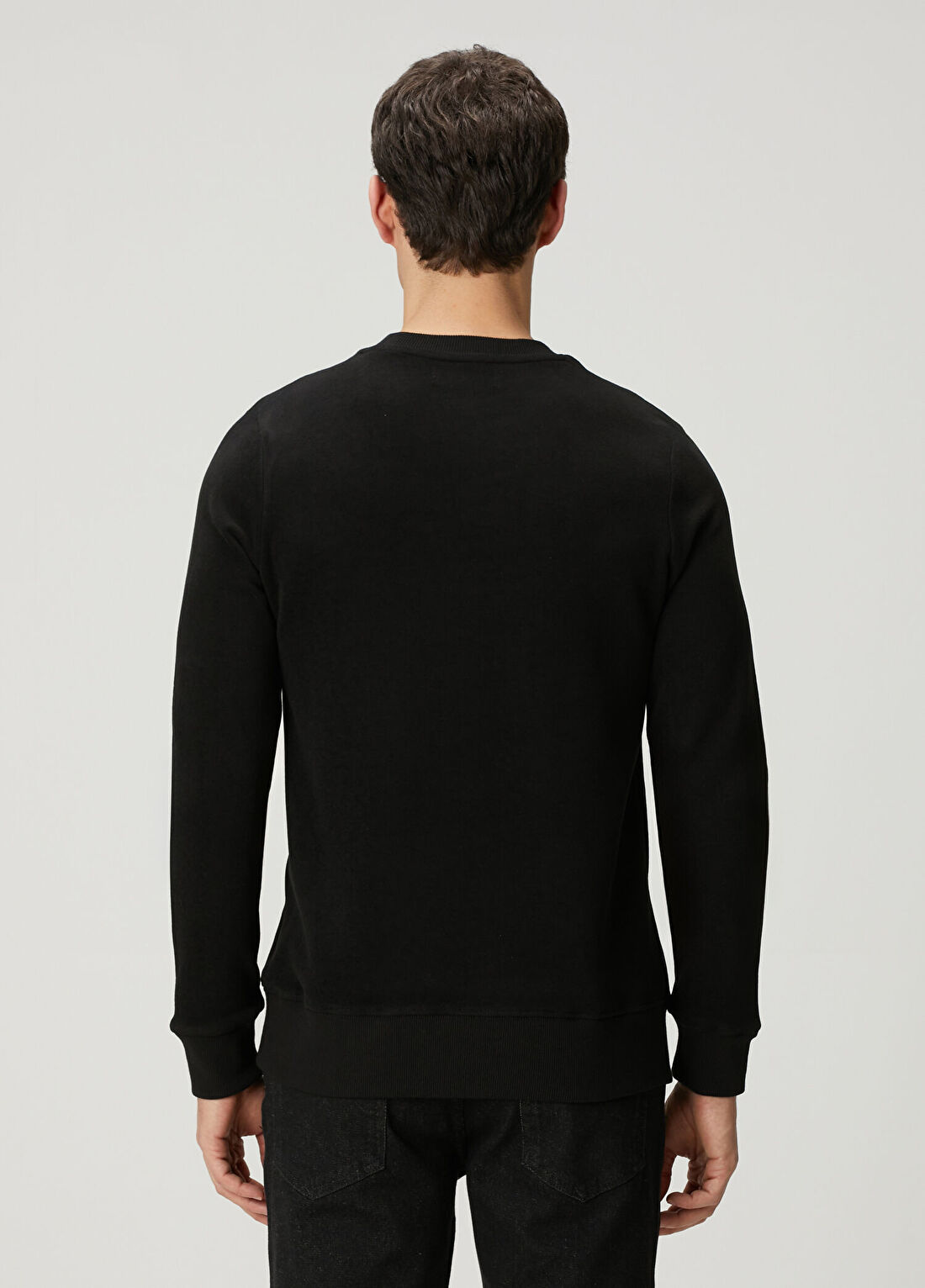 SimpleQloth Stockholm Siyah Bisiklet Yaka Regular Fit Erkek Sweatshirt görsel 2