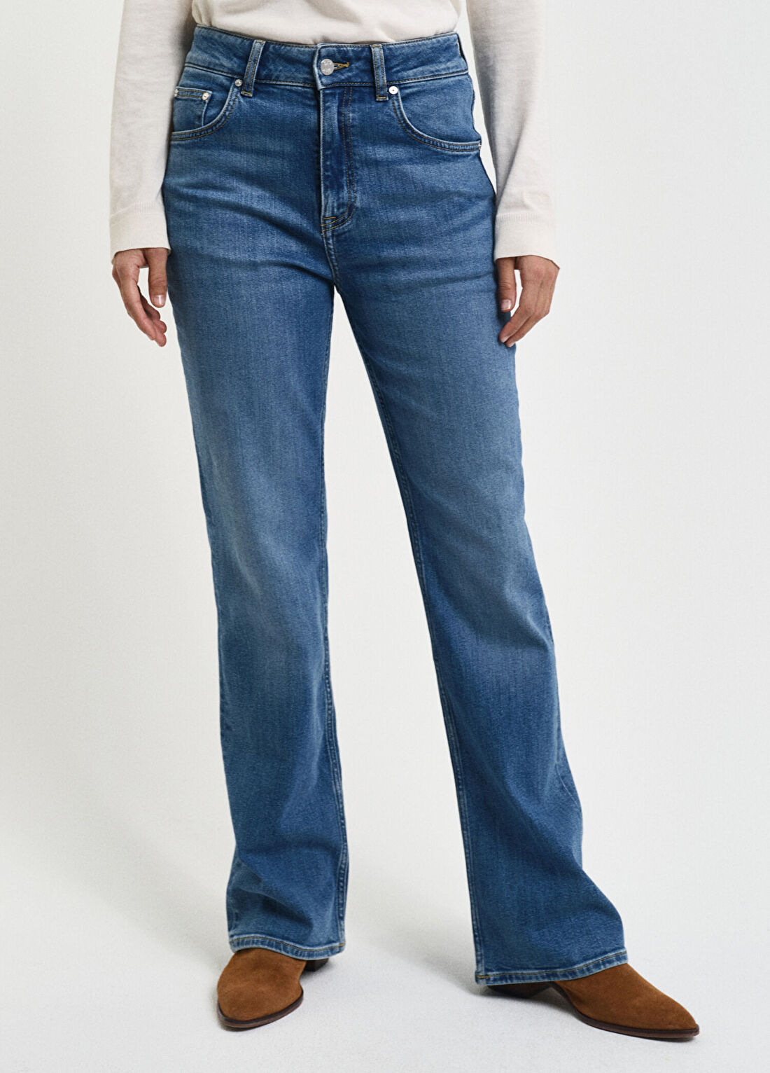 Gant Mavi Flare Paça Slim Fit Kadın Jean Pantolon görsel 3