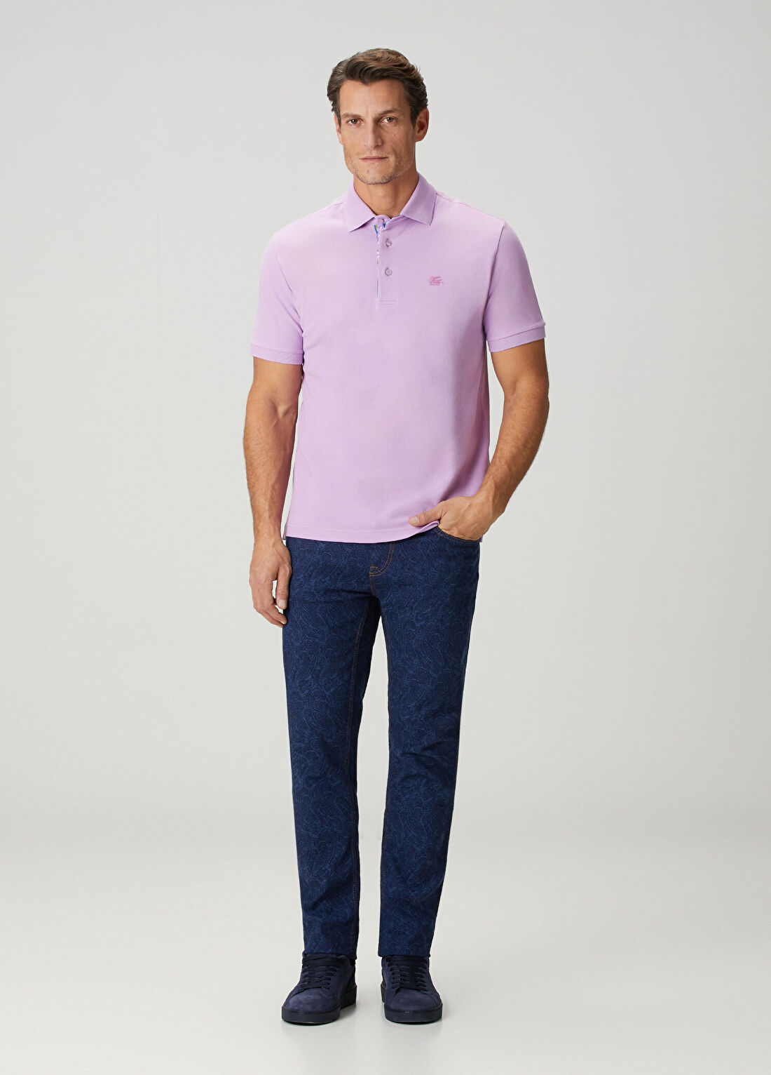 Etro Mavi Etnik Desenli Jean Pantolon