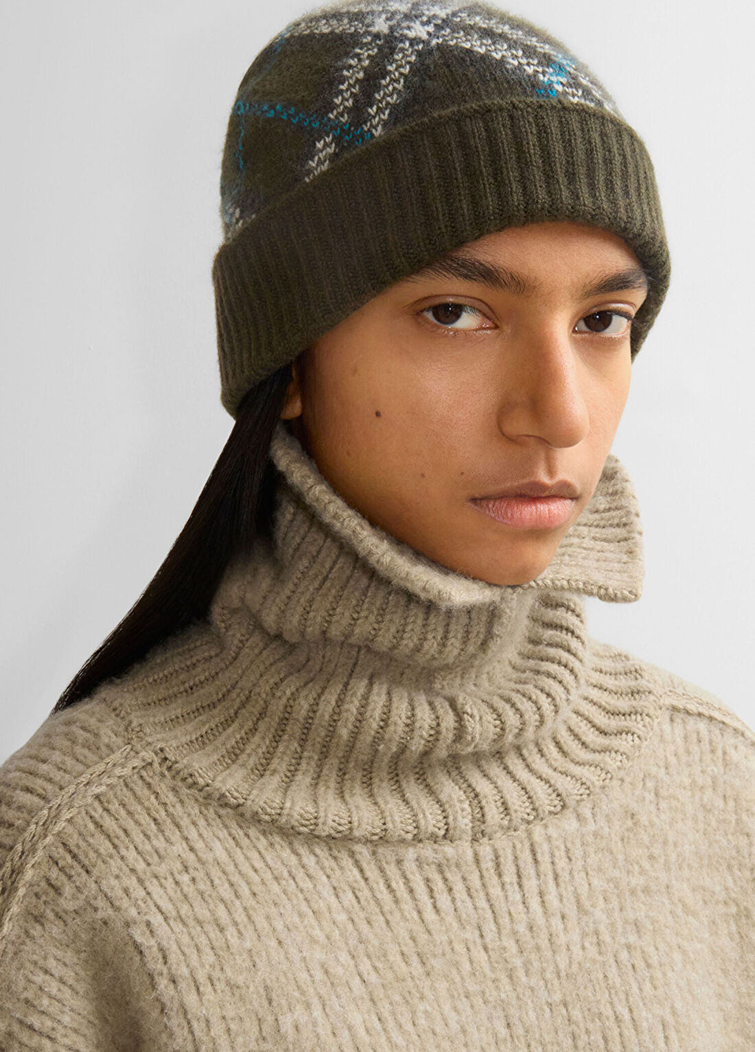 Burberry Haw Cashmere Haki Kaşmir Erkek Bere görsel 3