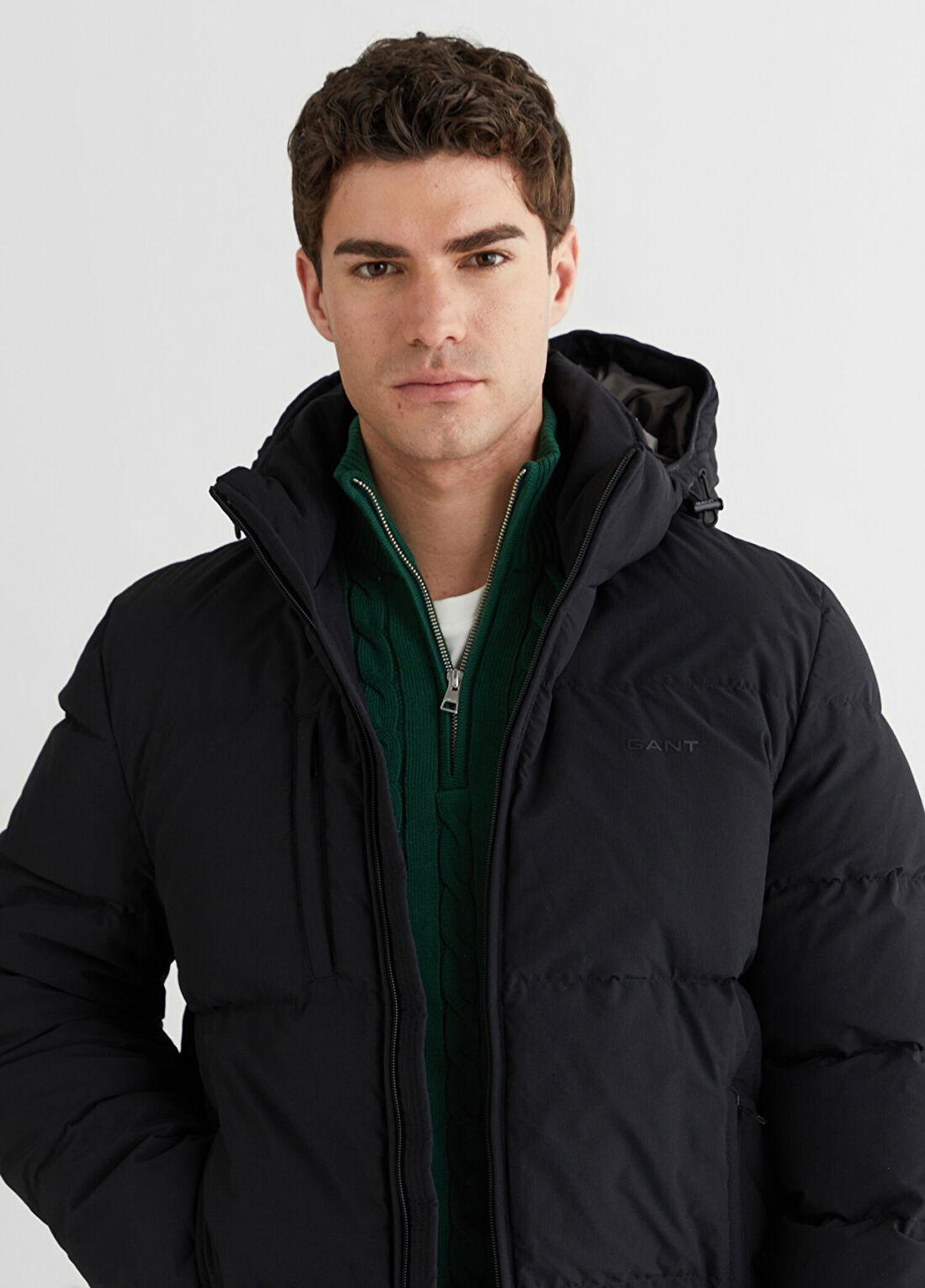 Gant Siyah Regular Fit Fermuarlı Kapüşonlu Erkek Mont görsel 4