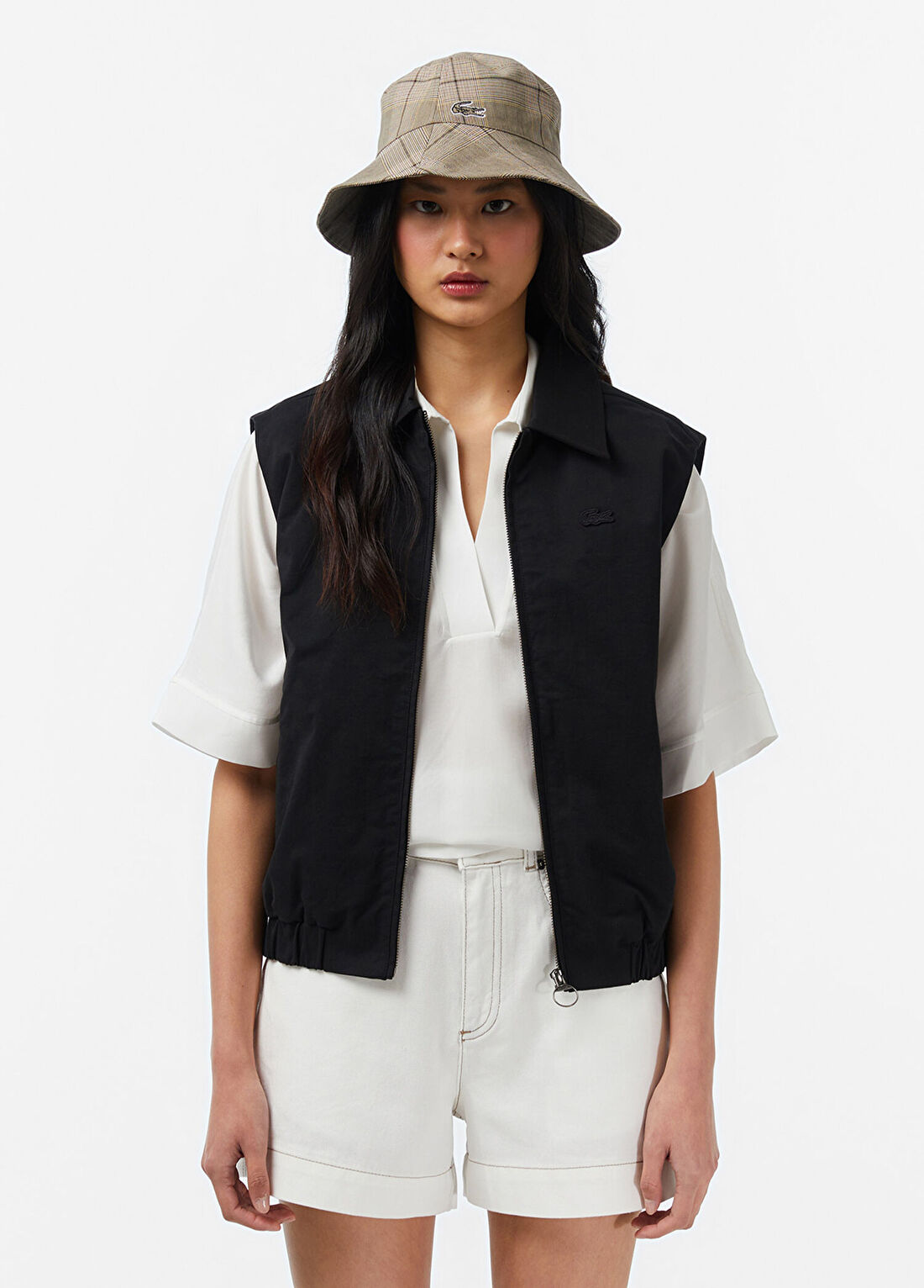 Lacoste Siyah Pamuklu Regular Fit Kadın Yelek
