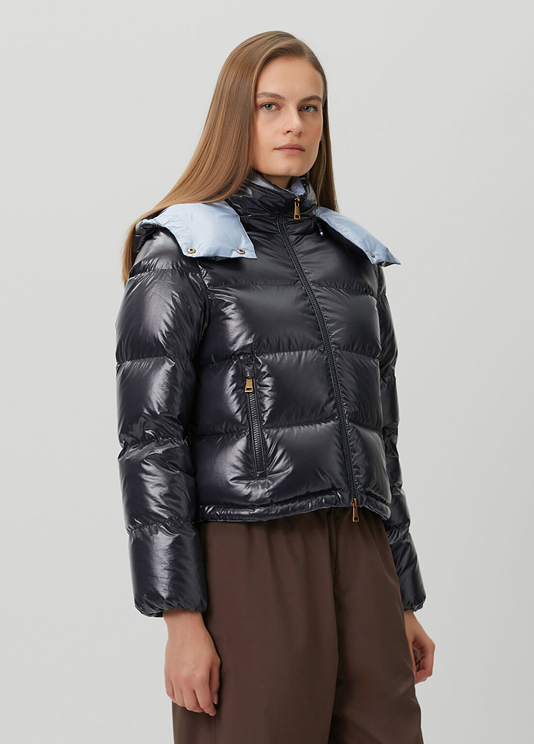 Moncler Niveole Lacivert Kapüşonlu Puffer Mont görsel 3