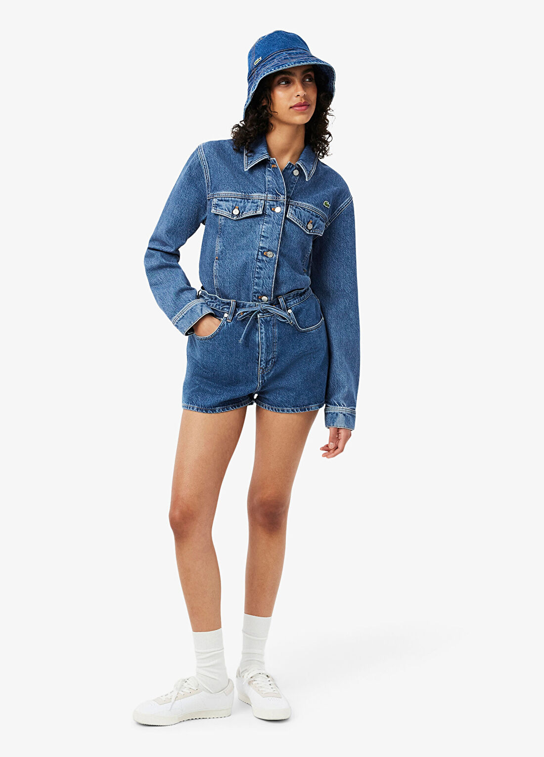 Lacoste Lacivert Denim Kadın Mini Şort görsel 4