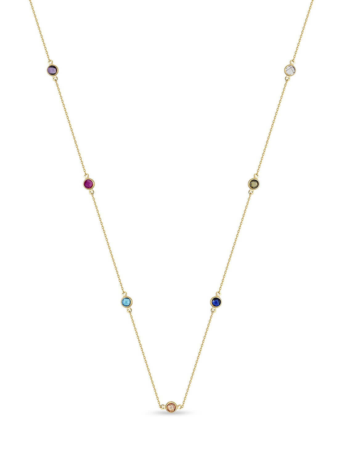 Orena Jewelry Renkli Taşlı 14 Ayar Altın Kadın Kolye