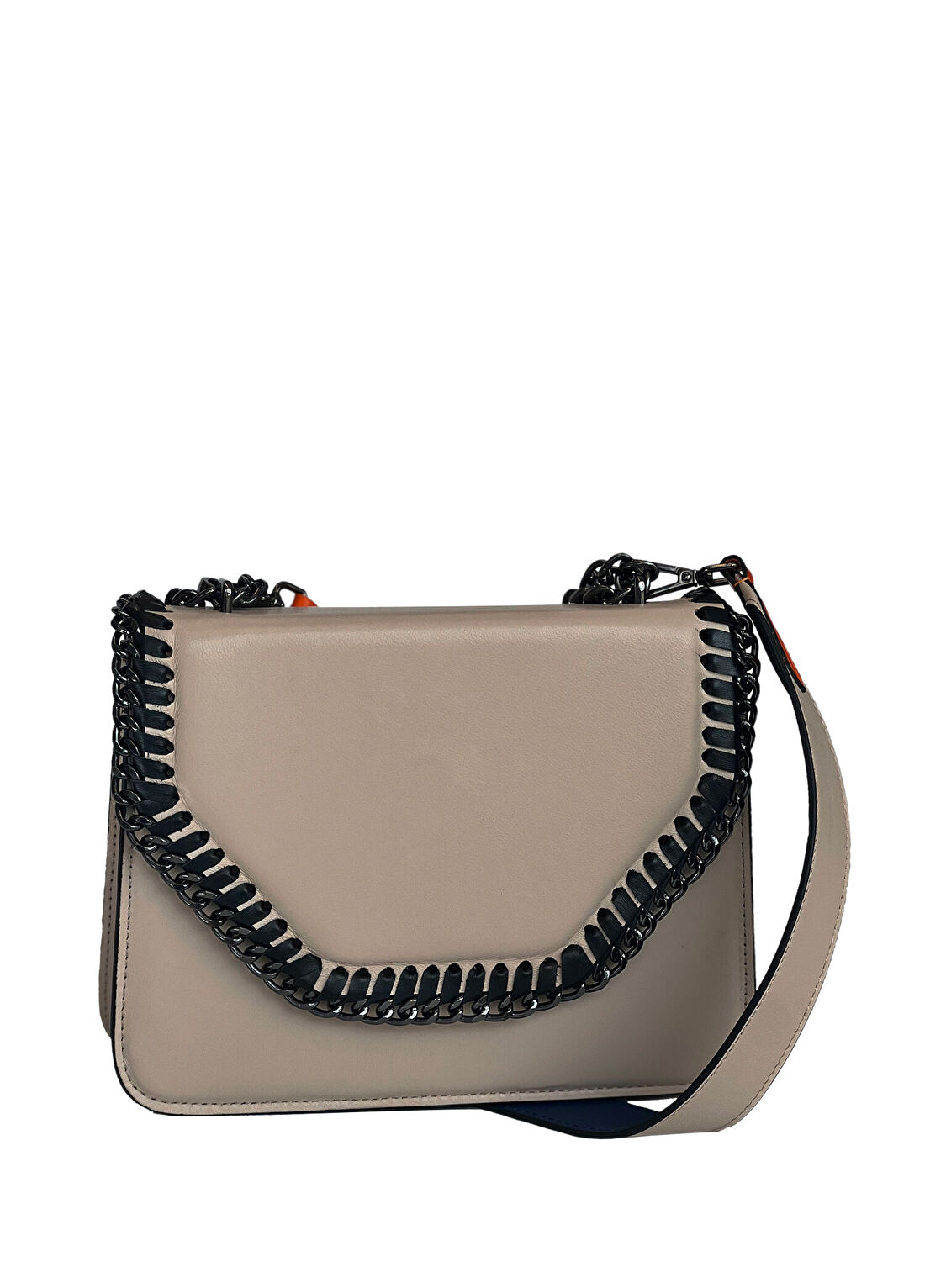 Arzu Kaprol Koyu Bej Zincir Detaylı Crossbody Kadın Omuz Çantası