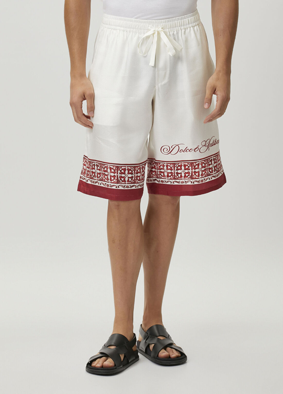 Dolce&Gabbana Beyaz Kırmızı İpek Bermuda görsel 2