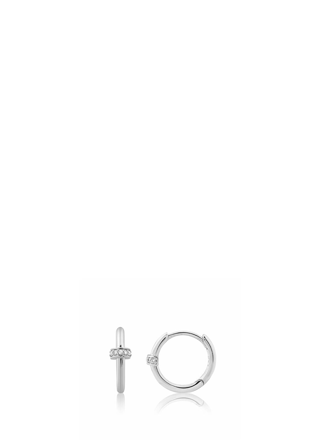 Venta Jewelry Pırlanta Taşlı 14 Ayar Beyaz Altın Kadın Halka Küpe