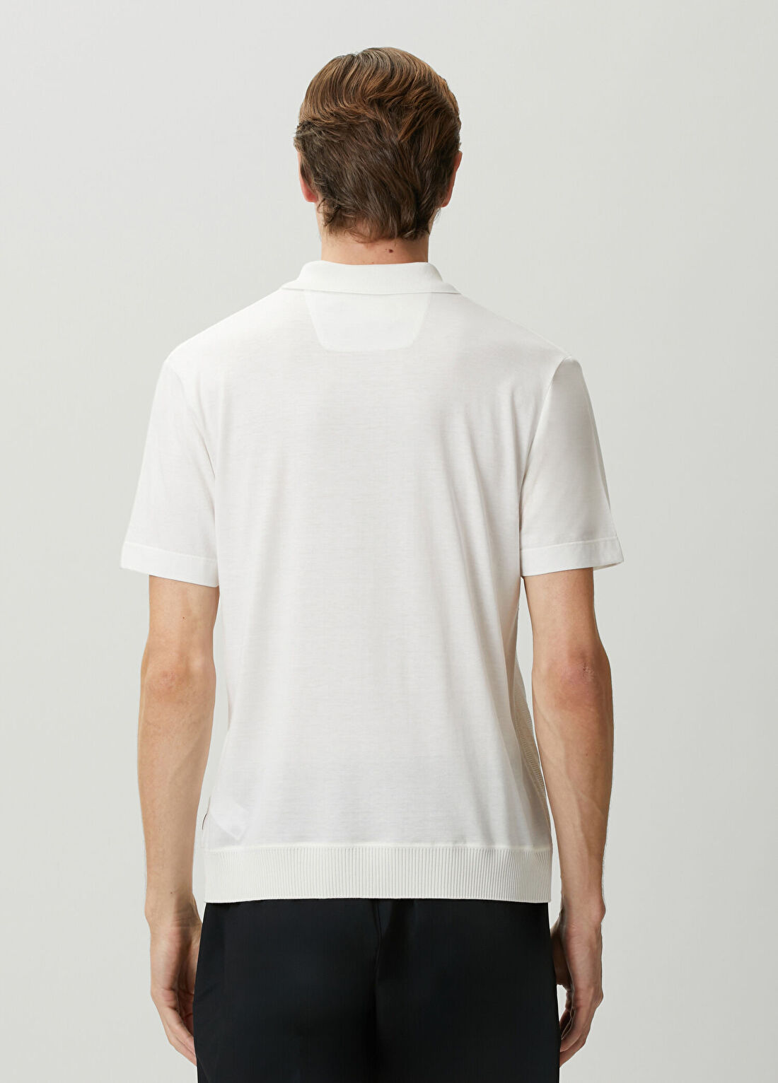 Boss Beyaz Örgülü Polo T-shirt görsel 4