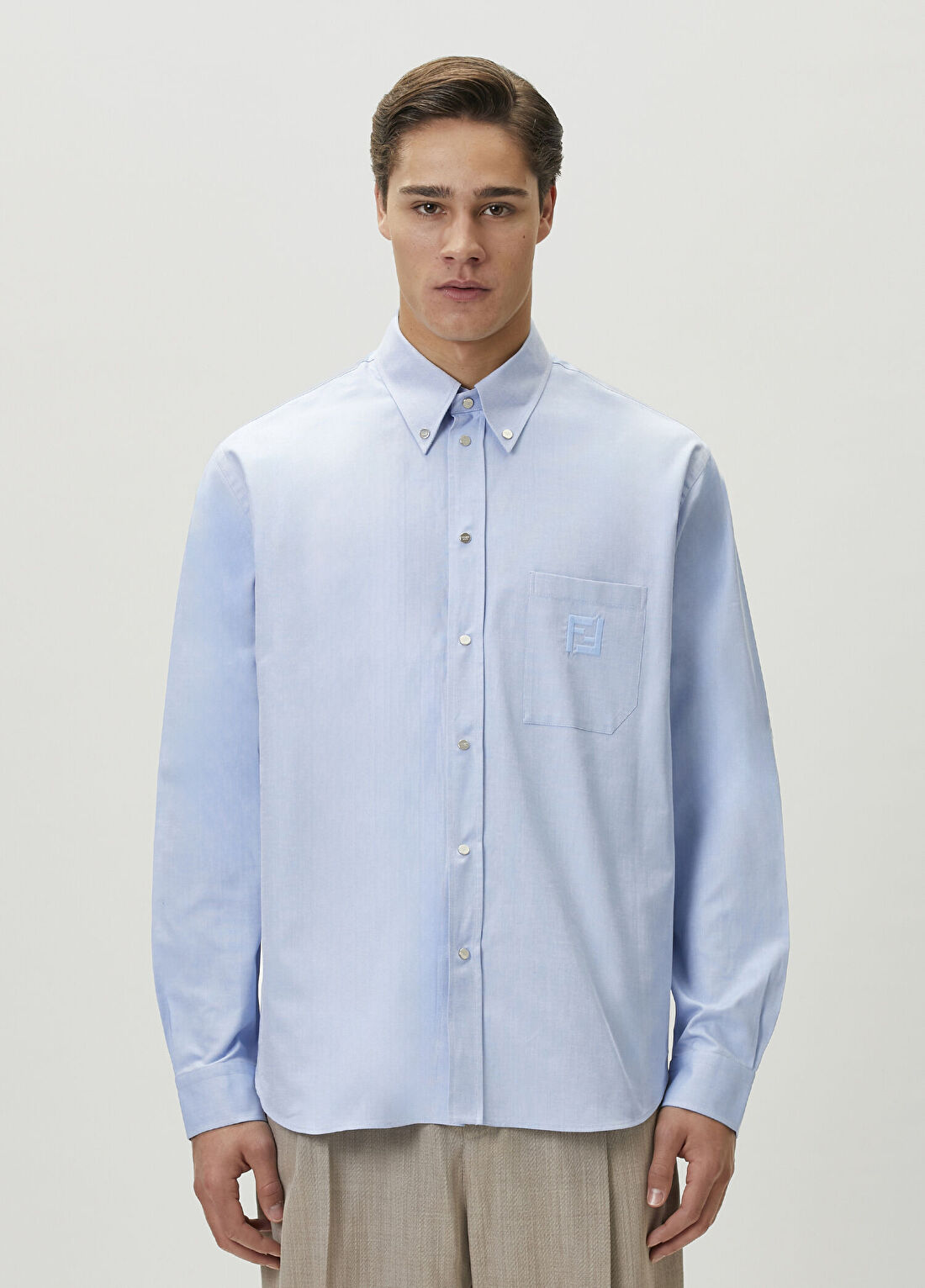 Fendi Comfort Fit Açık Mavi Oxford Gömlek