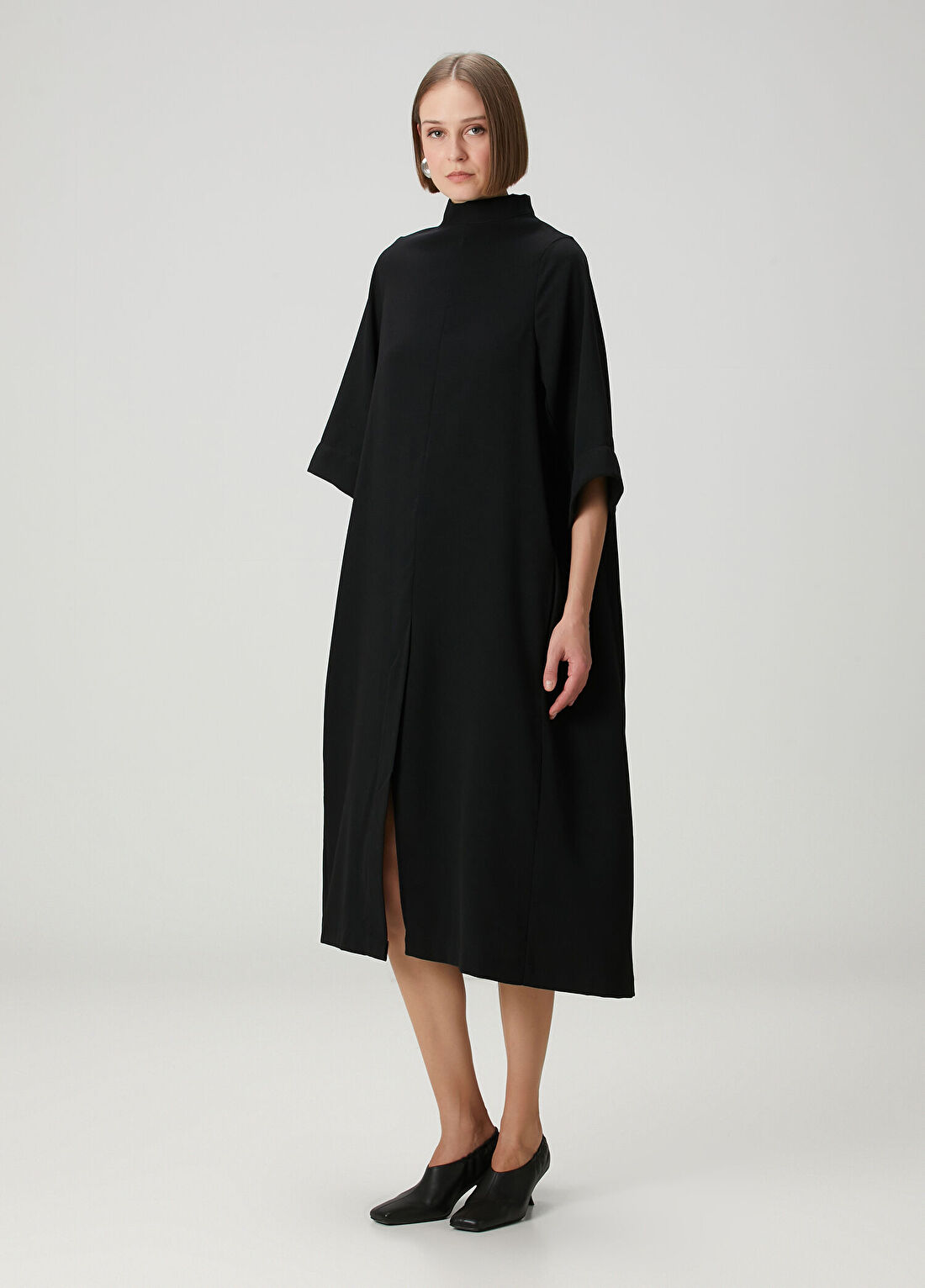 Studio Cut Siyah Midi Oversize Elbise görsel 3