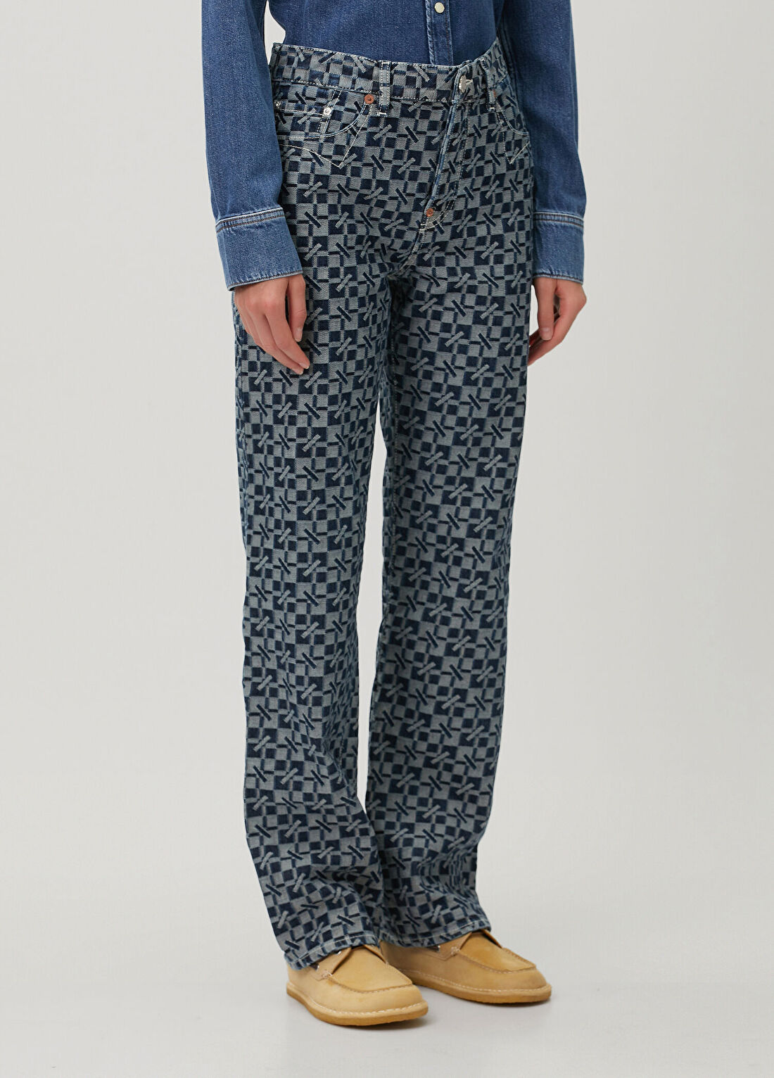 Kenzogram Straight Leg Mavi Jean Pantolon görsel 3