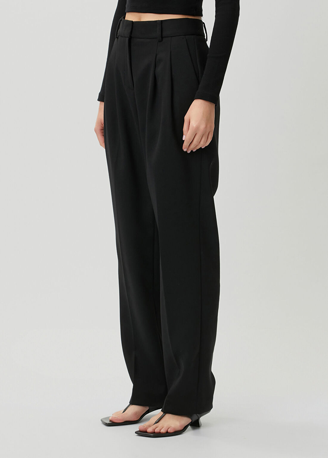 Michael Michael Kors Siyah Pileli Twill Pantolon görsel 2